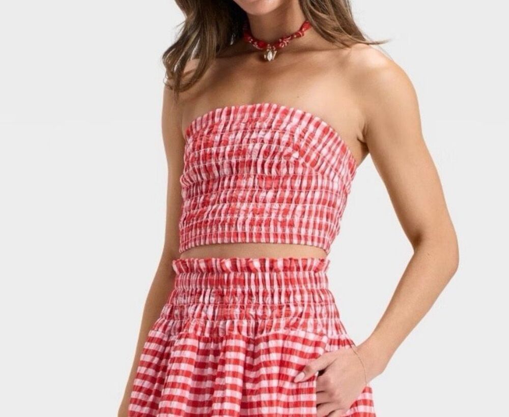 Universal Thread NWT red gingham smocked tube top M